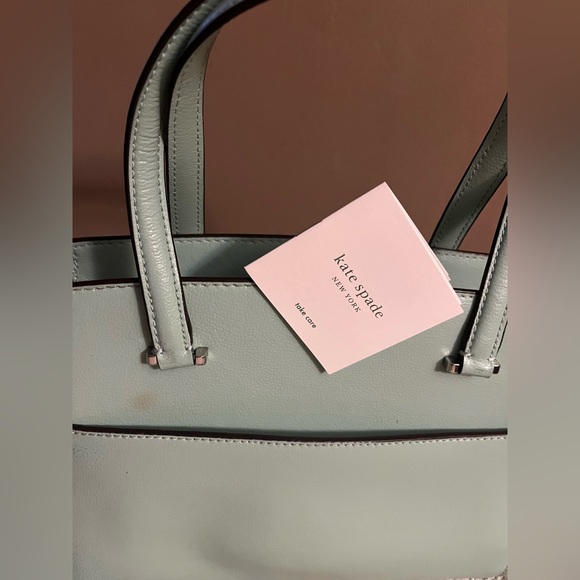 Hostess Pick ☄️🥳 Kate Spade Mint Green Satchel Crossbody Silver Color Hardware - Picture 10 of 13